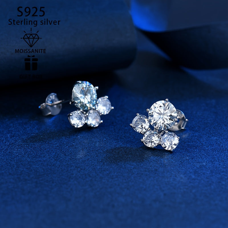 925 Silver Stud Earrings with 2-carat Mozambique Stone for Women, Weighing 2.5g. Perfect for Couples, Weddings, Engagements, Birthdays, and Anniversaries. Comes with Gift Box.