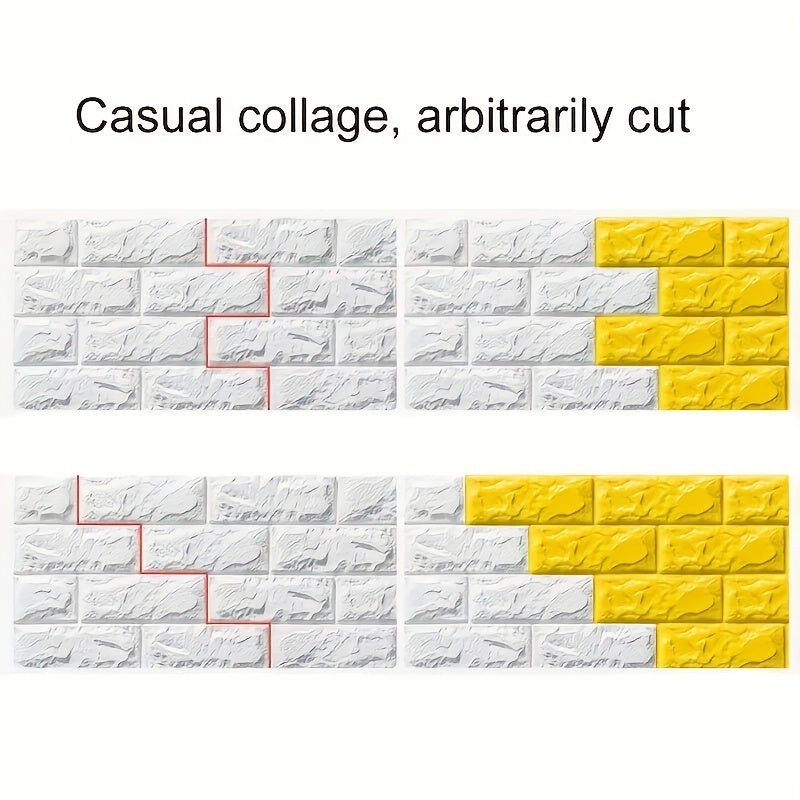 3D wall stickers in packs of 20-50 pieces, self-adhesive soft pack with brick pattern for covering wall defects and preventing collisions and moisture damage.