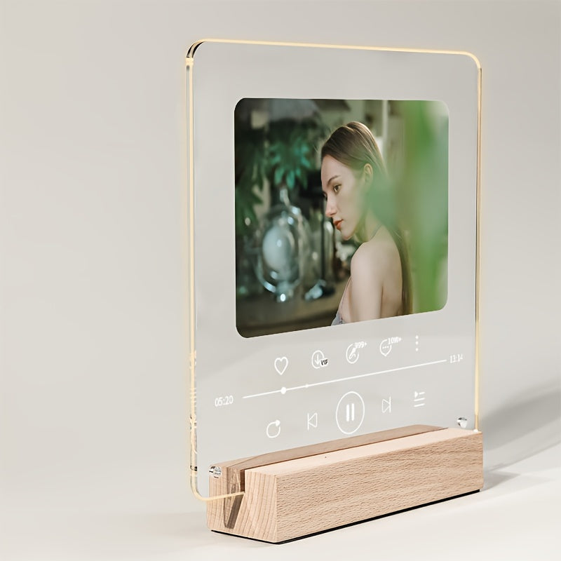 Square Luminous Acrylic Photo Frame with Customizable Design, Creative Transparent Display Stand for Pictures, Personalized Acrylic Picture Frame, Perfect DIY Birthday or Valentine's Day Present