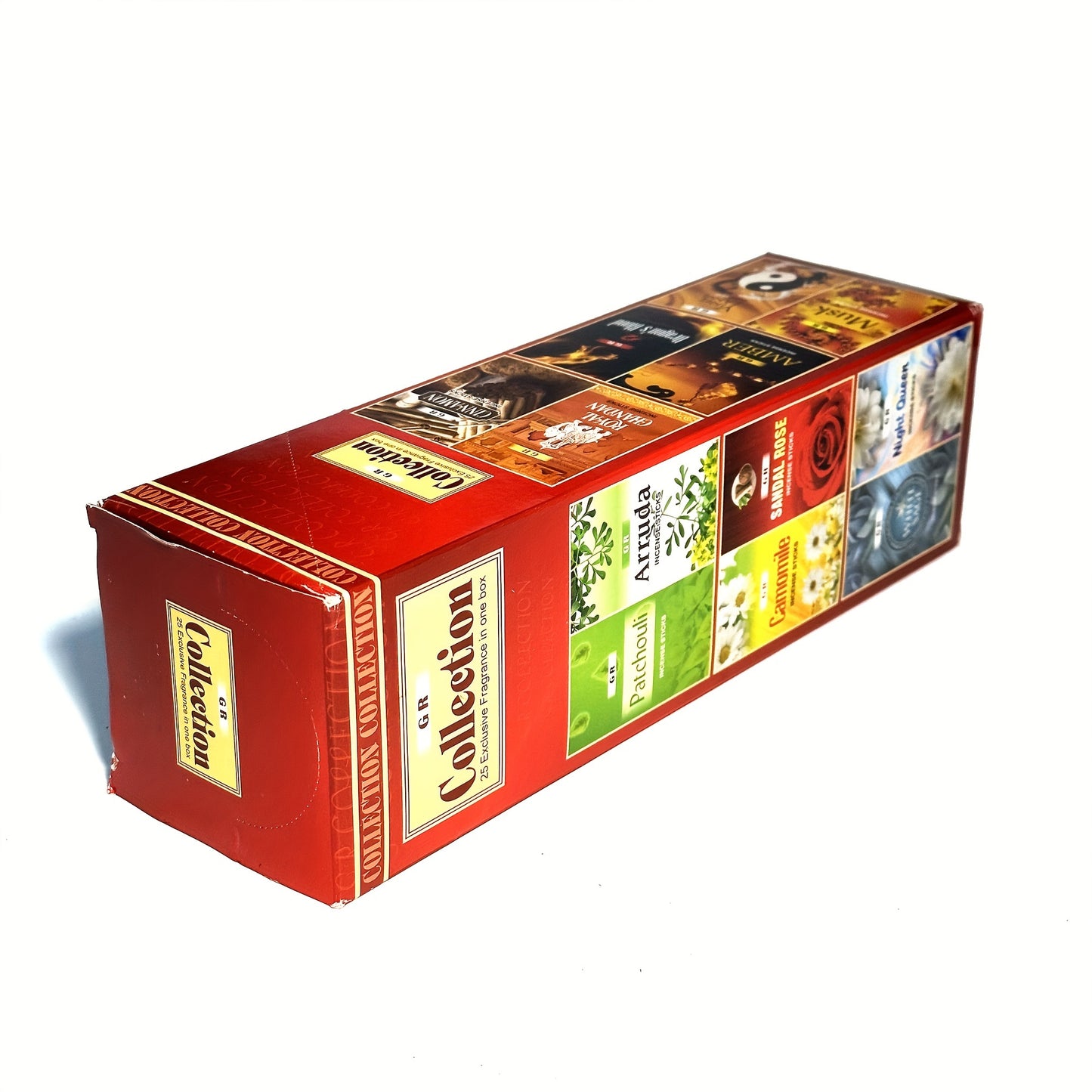 25pcs GR Incense Sticks - Aromatic Variety Pack made of Bamboo with Colorful Boxes featuring Artistic Designs for Meditation and Air Freshening.