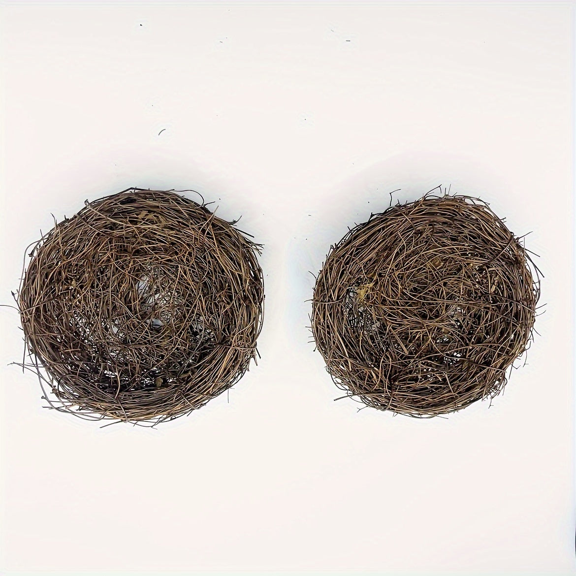 2pcs handmade natural rattan bird nests for garden or party decor, suitable for bird species. Eggs not included.