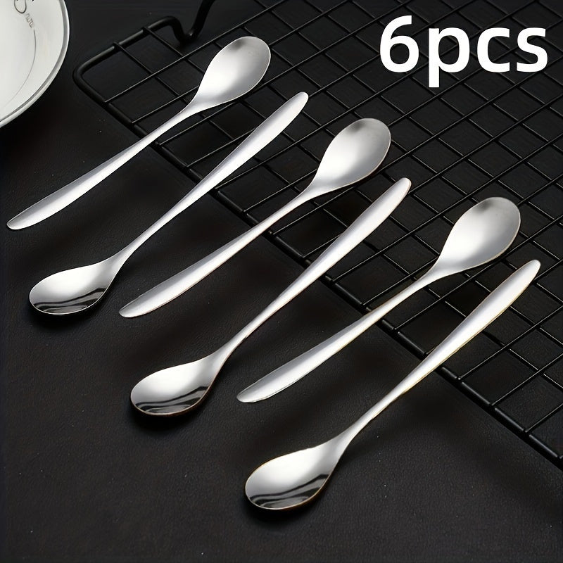 Perfect for showcasing your desserts at family gatherings, parties, or weddings, this set includes six small stainless steel spoons designed for creative dessert presentations.