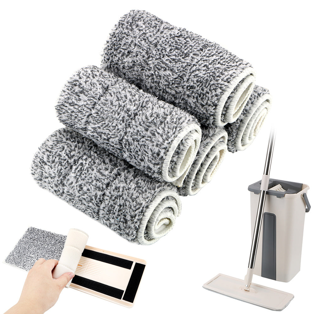 Home cleaning mop replacement pad set includes 4 pieces of washable spray mop pads and 6 pieces of replacement microfiber pads. Features dust removal cloth for easy cleaning. Mop accessories for effective home cleaning.