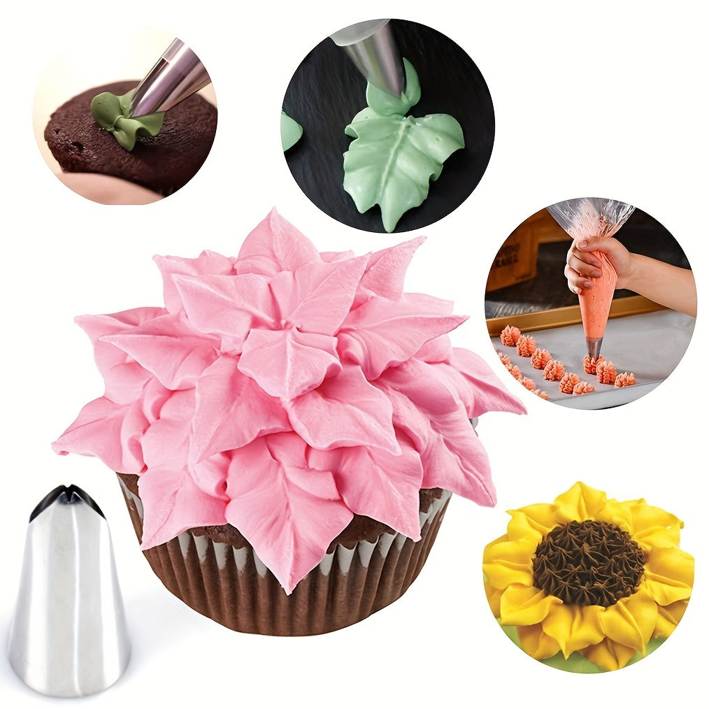 27 piece set of Russian Cake Piping Tips, made of durable stainless steel for perfect icing and frosting. Ideal for decorating cupcakes, creating puffs and cookies, a must-have baking tool in your kitchen. Enhance your baking experience with these