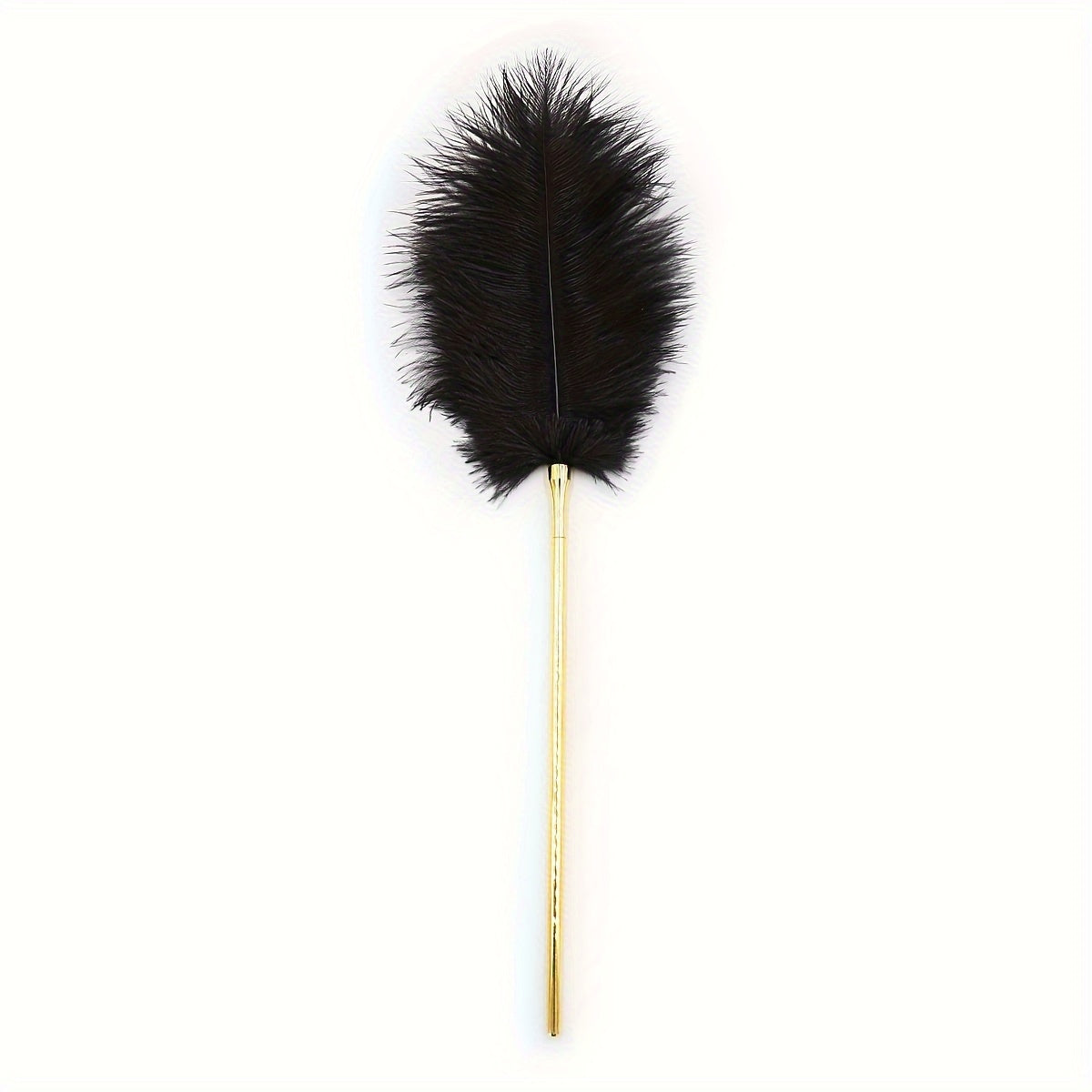 Black feather teasing stick for women and couples - intimate play accessory