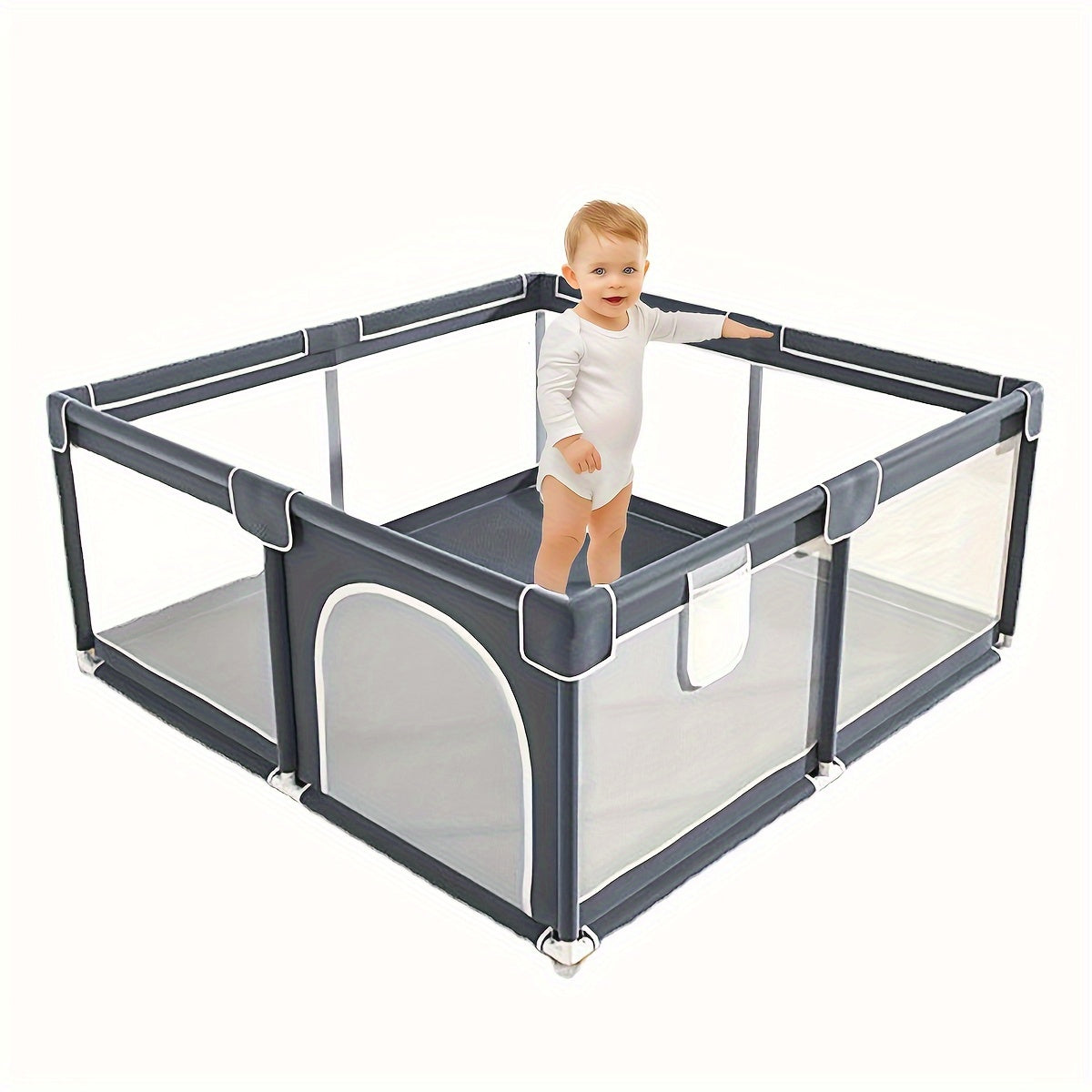 The Cochildor Baby Playpen offers a safe play area for infants and toddlers, featuring sturdy frames and breathable mesh. This portable indoor and outdoor kids' activity center is designed for children aged 0-3 years old. Made of polyester material, it