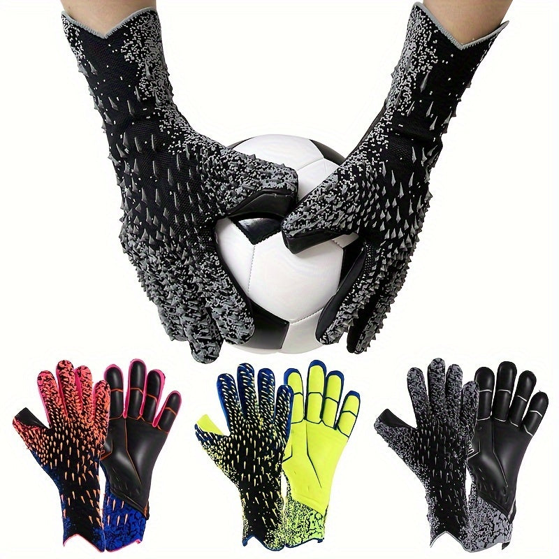 Soccer goalie gloves with Giga Latex 4mm, strong grip and palm protection for boys, youth, adult, and men. Available in sizes 6-10 with 3 styles at Level 3.