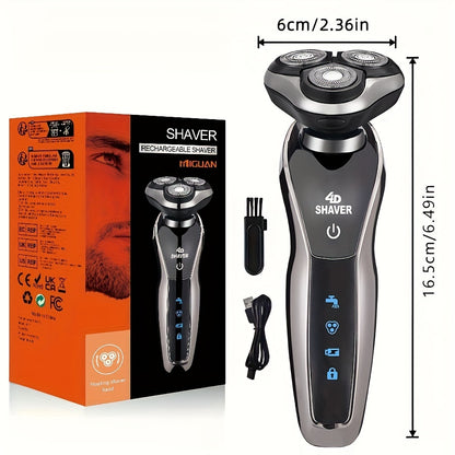 MIGUAN 3-in-1 Electric Shaver with Nose Hair Trimmer, USB Rechargeable, 3D Floating Shaving, Men's Grooming, 600mAh Battery.