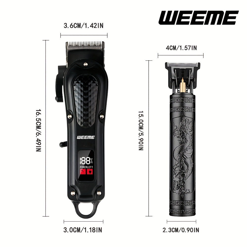 Introducing WEEME Men's Haircut Kit: USB Charging Hair Clipper Set with LCD Display. Includes Trimmer, Shaver, and T-shaped Trimmer. Perfect gift for Valentine's Day or Lunar New Year