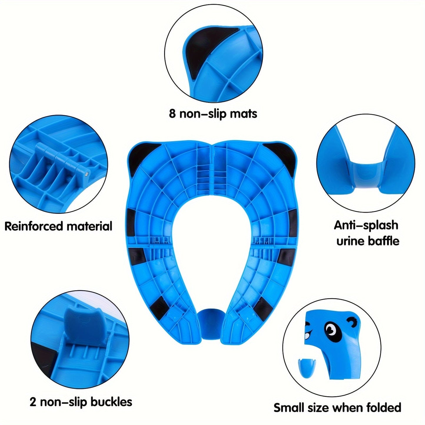 Портативная складная туалетная сидушка для детей с 8 противоскользящими подушечками, подходит для мальчиков и девочек, защищает от брызг.