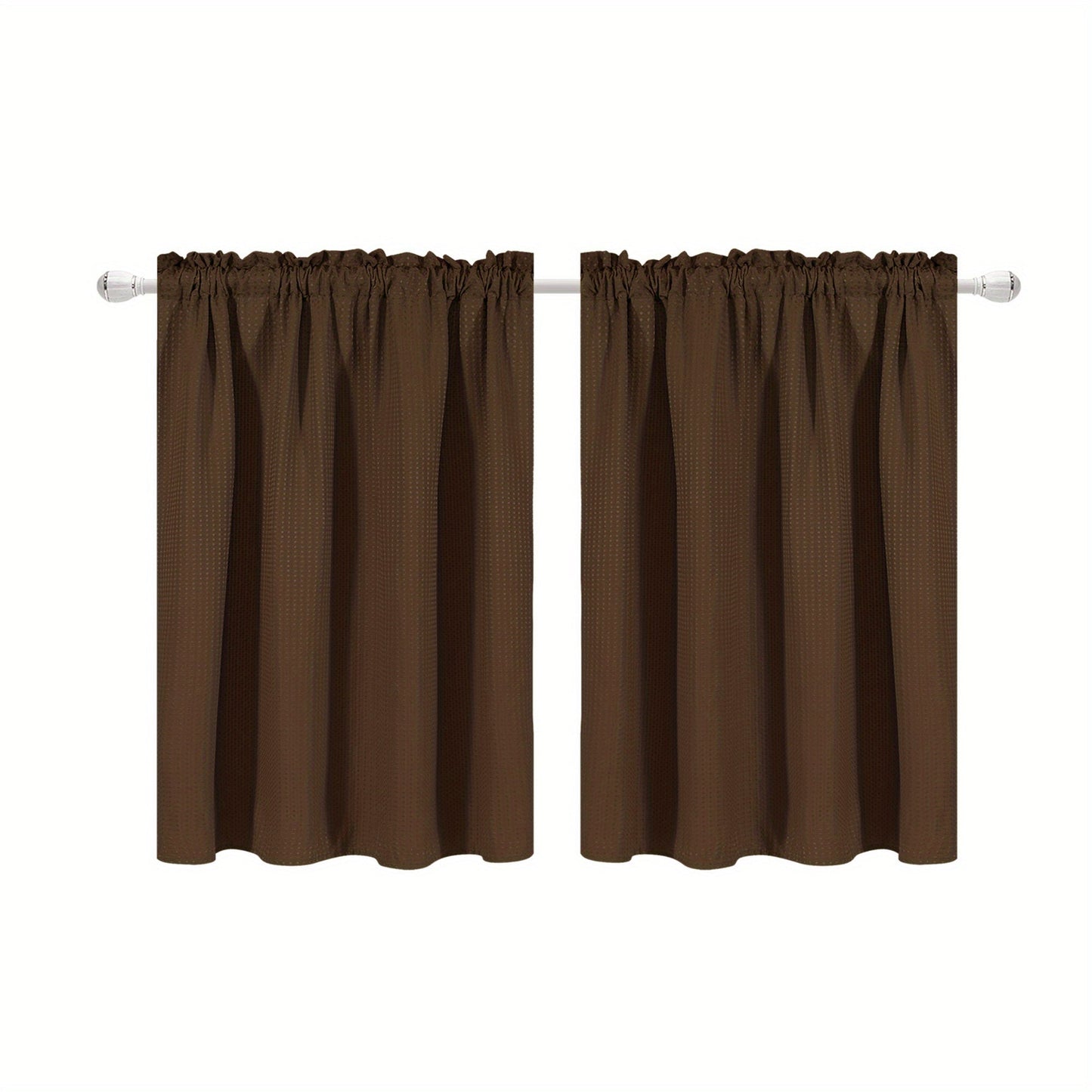 Set of 2 Waffle Weave Half Window Curtains. Waterproof Small Window Curtains for Bathroom, Ideal for Coffee Shops and Kitchens.