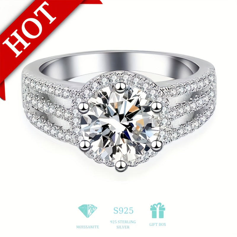 Moissanite ring for wedding proposal, engagement, anniversary, birthday or marriage gift.