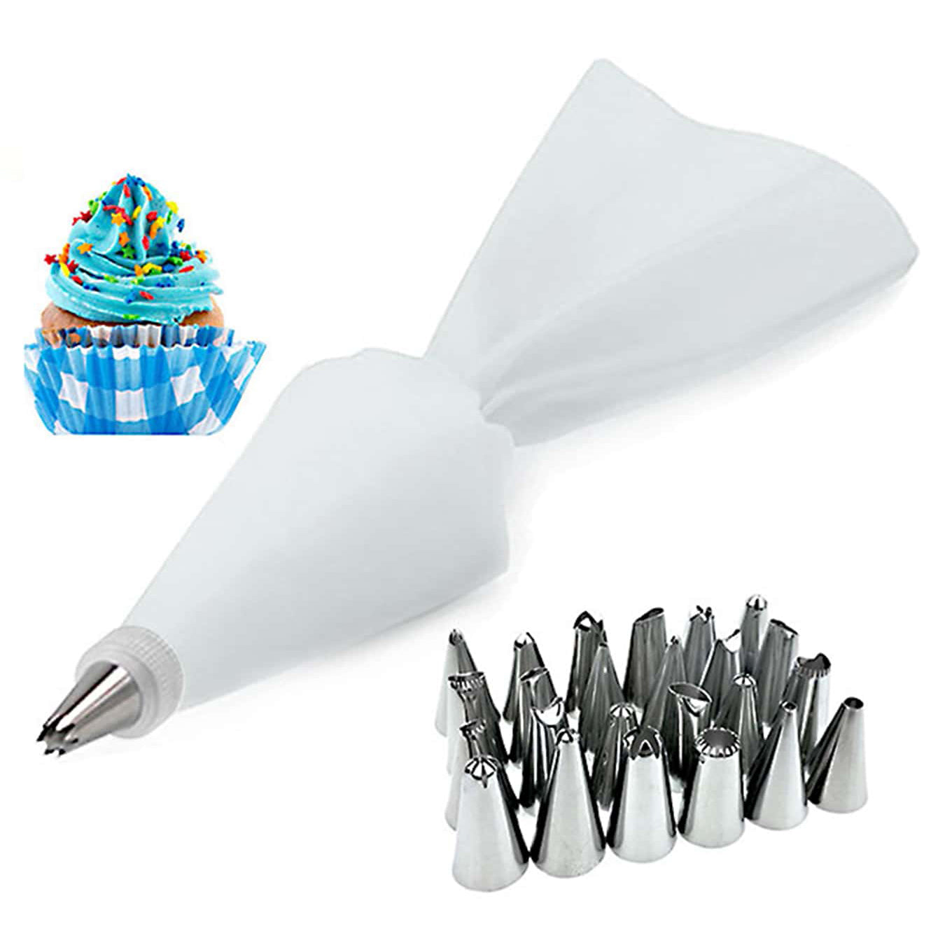 Cake Decorating Kit with 26pcs - Includes Baking Tools, Decorations, and More for DIY Baking and Decorating.