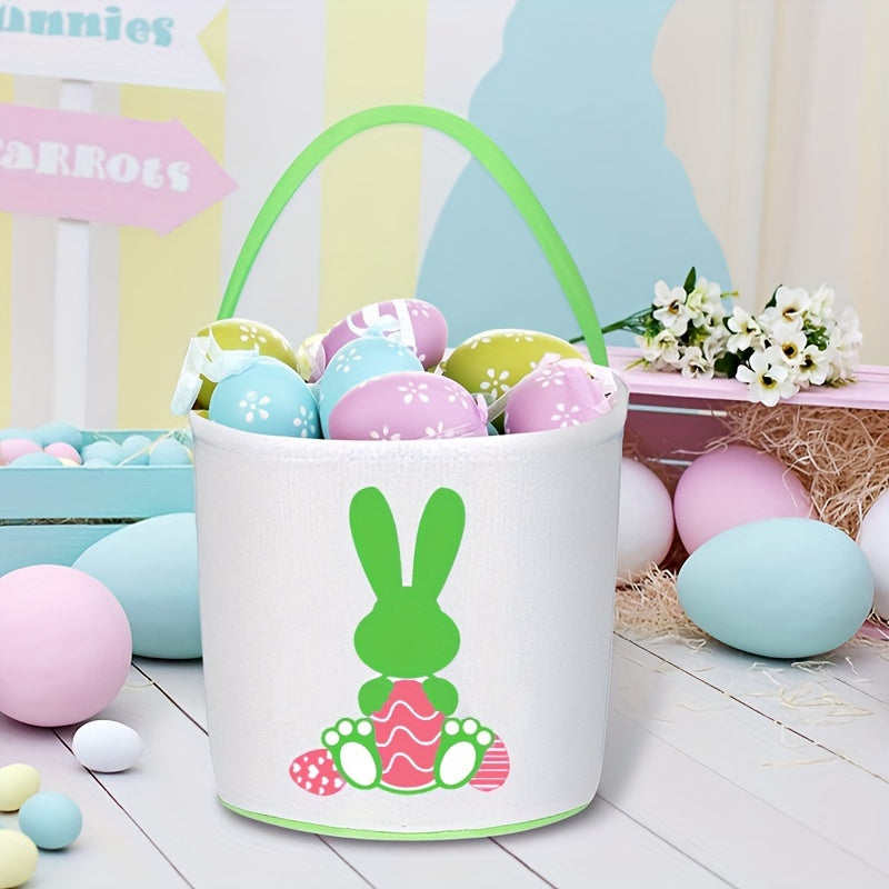 Canvas Easter Bunny Basket with Handle - Ideal for Egg Hunts, Party Favors, and Classroom Fun