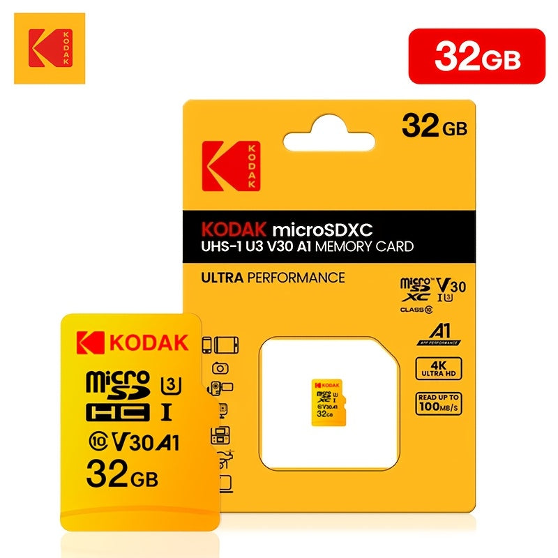 Kodak High-speed Driving Recorder Memory Card 64GB for surveillance cameras, and 128GB for mobile phones, PCs, and speakers.