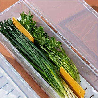 Versatile Clear Plastic Vegetable Storage Box: Ideal for Kitchen Organization, Featuring Drainage and Reusability