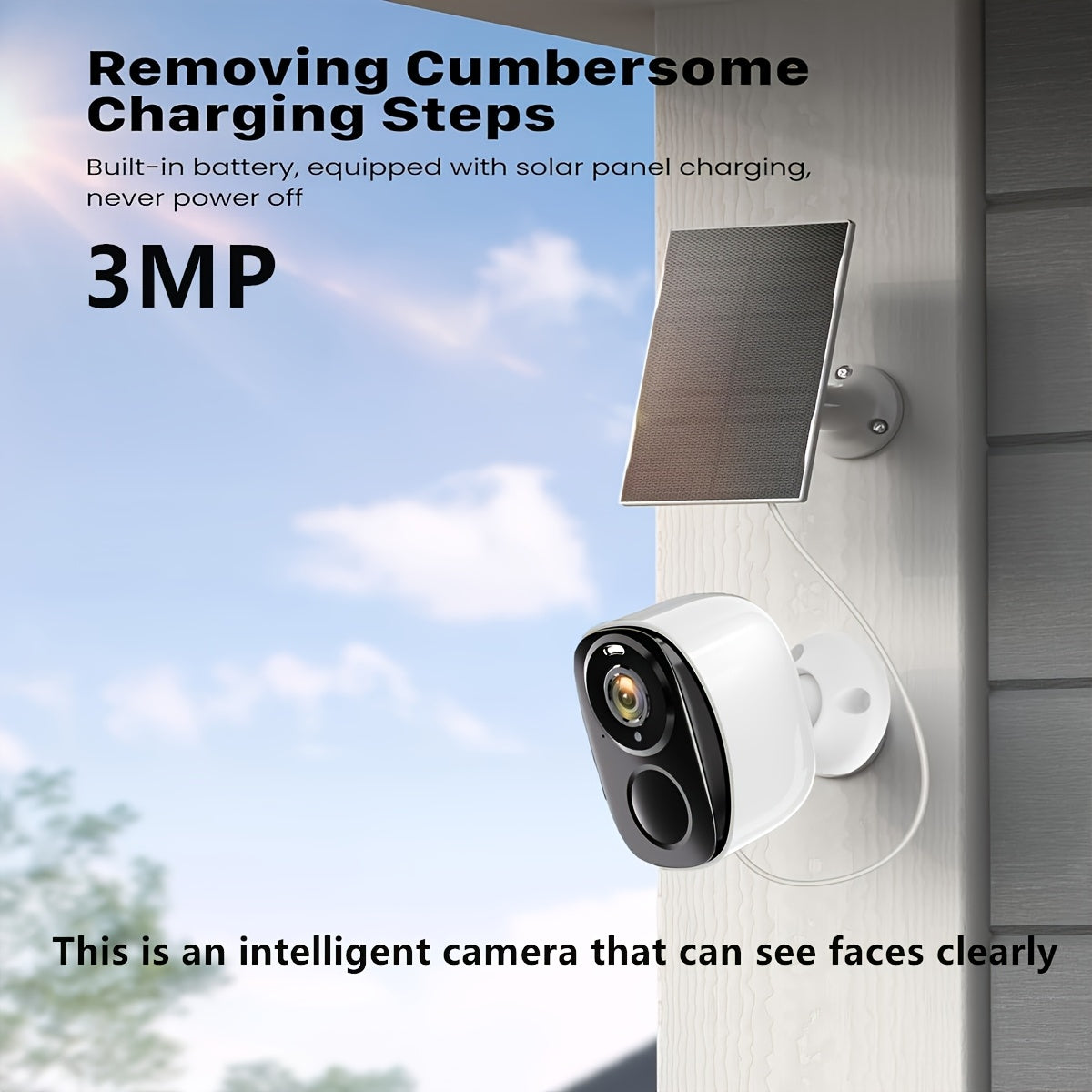 2K battery-powered WiFi security camera with PIR motion detection, two-way audio, night vision, and cloud/SD storage.