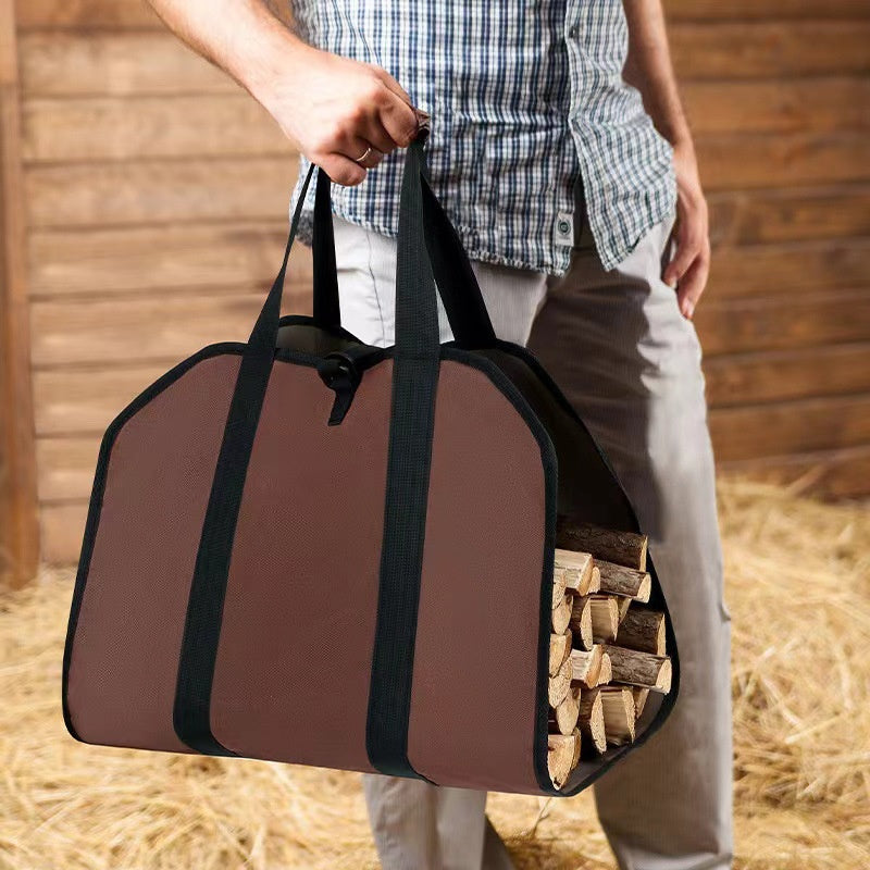 Firewood Log Carrier Bag made of durable PVC material with a large capacity for transporting and storing wood. Perfect for camping, bonfires, and home use.