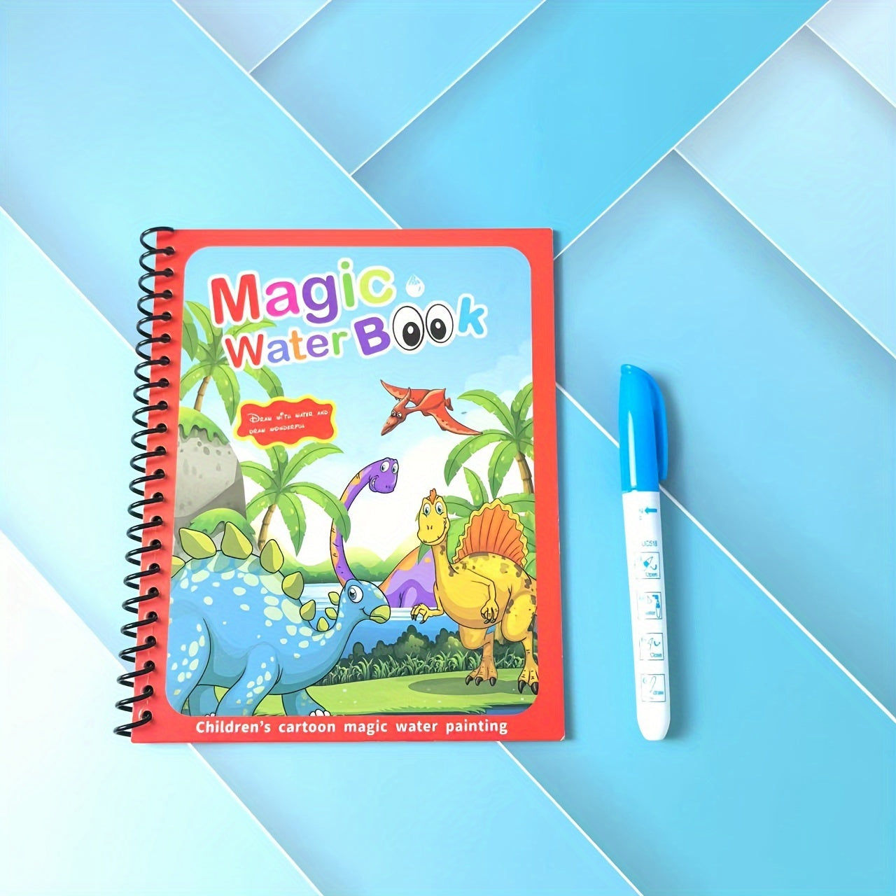 Magic Water Coloring Book for Ages 3+. Reusable Water Drawing Pad with Color Pen. Educational Painting Activity Book.