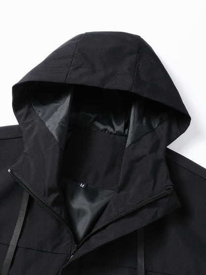 Windbreaker jacket with hood and zip pockets for men - Lightweight and breathable.