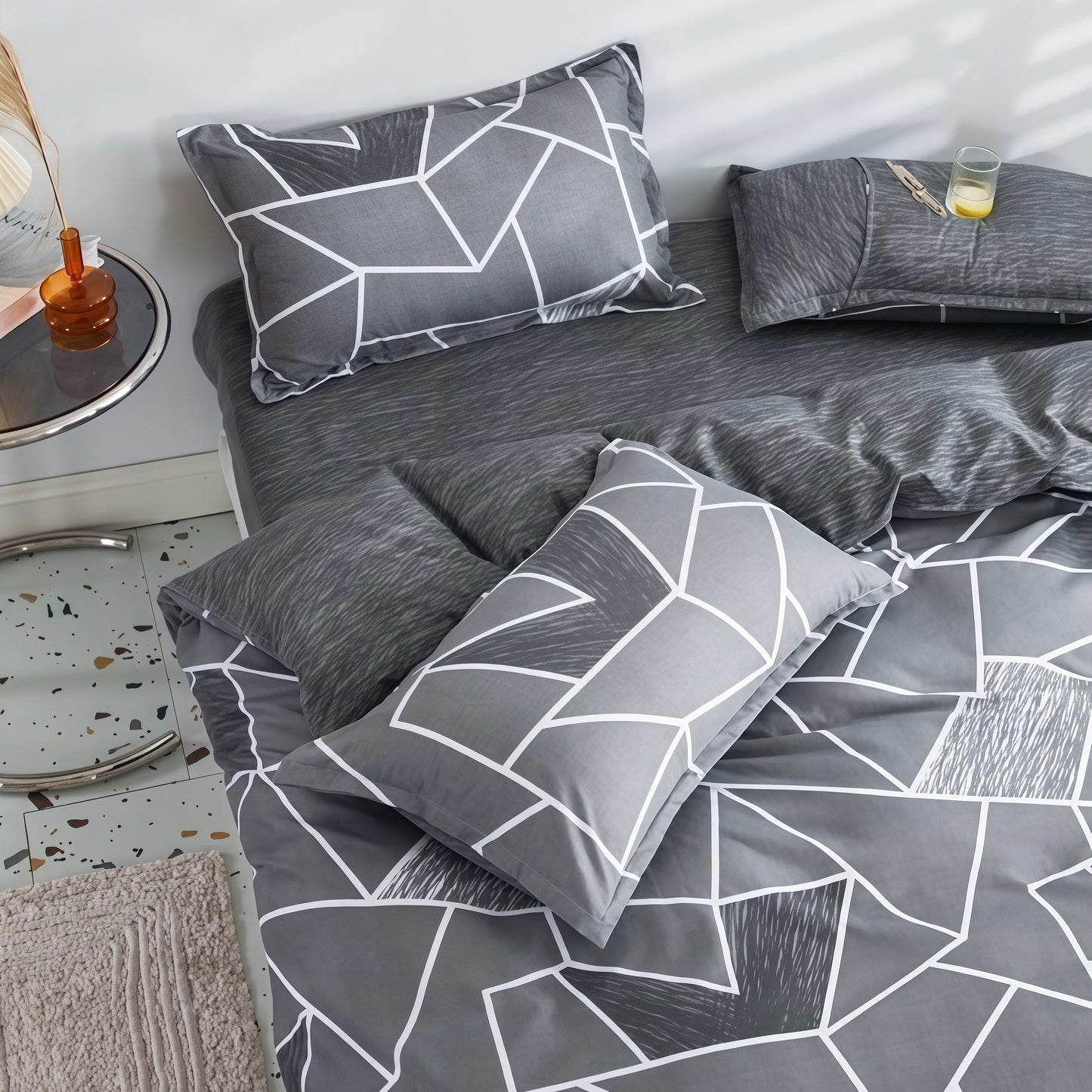 Soft and breathable Scandinavian-inspired geometric pillowcase, designed with deep pockets for all seasons. Stain resistant and perfect for adding a touch of Nordic charm to your bedroom, guest room, or dorm decor.