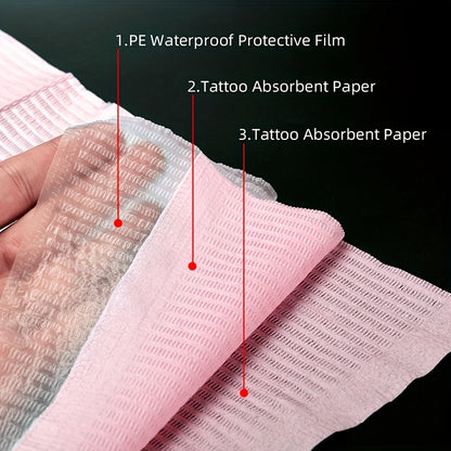 Waterproof tattoo table mat for nail art and dental use, disposable and odorless.