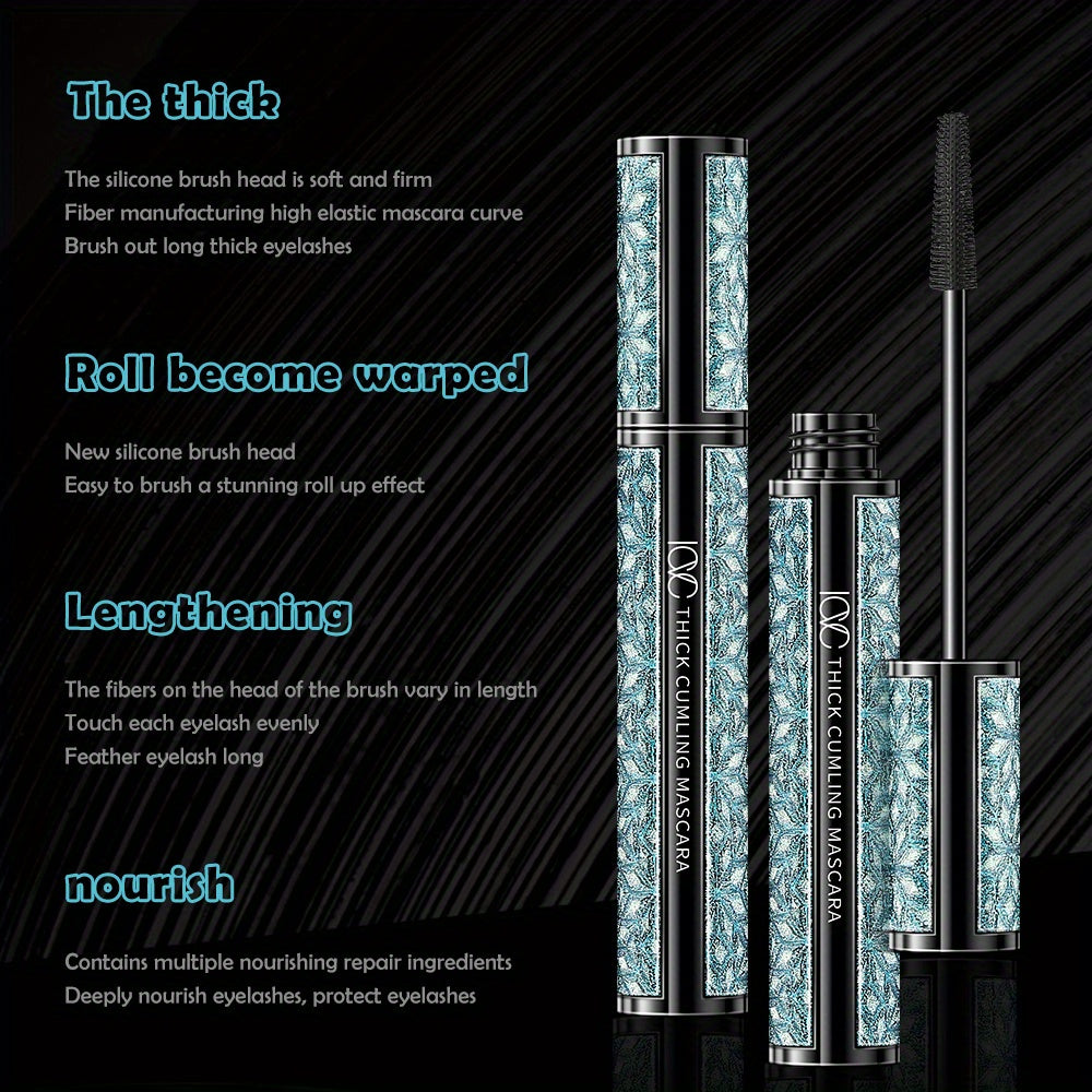 4D Fiber Waterproof Black Mascara for long, thick, and smudge-proof lashes.