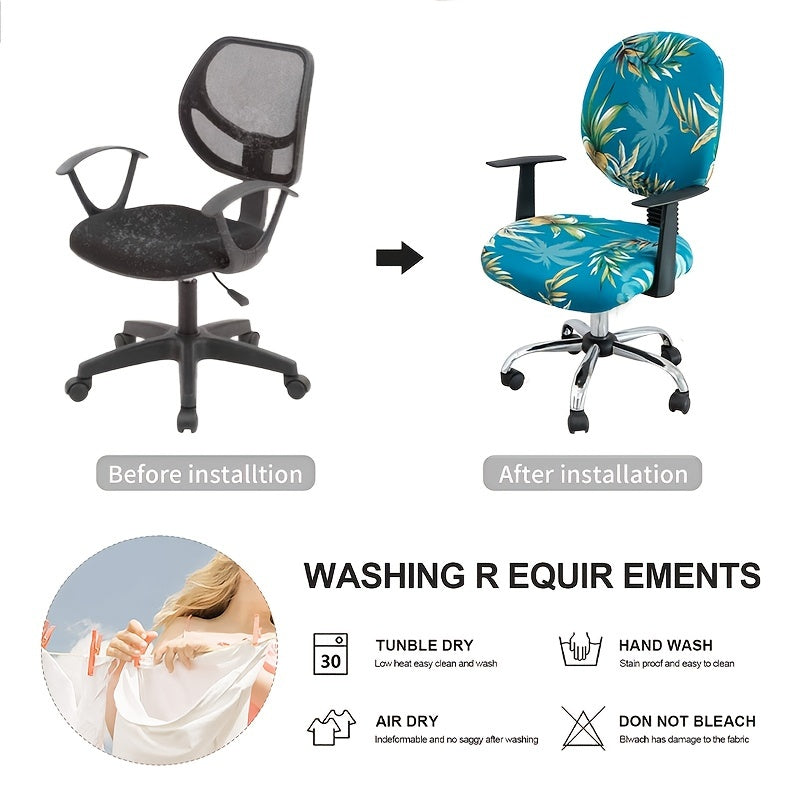 Elastic computer office chair cover, washable, for 2 chairs.