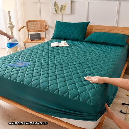 Waterproof mattress protector cover - quilted, machine washable, water-resistant. 80-85gsm polyester & polyurethane blend. Suitable for bedroom, dorm, hotel. Pillowcase not included.