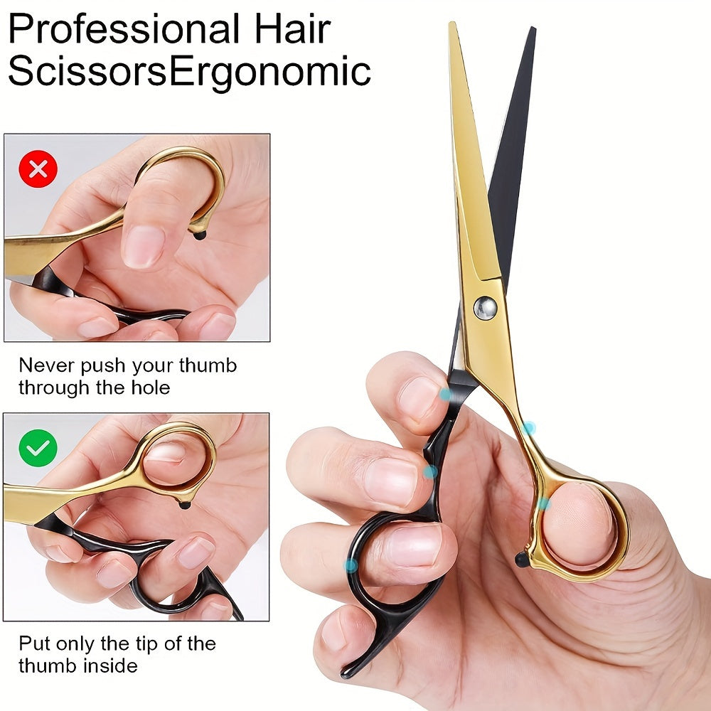 16.51 cm black stainless steel professional hair scissors for hair cutting in barber salon or household use.