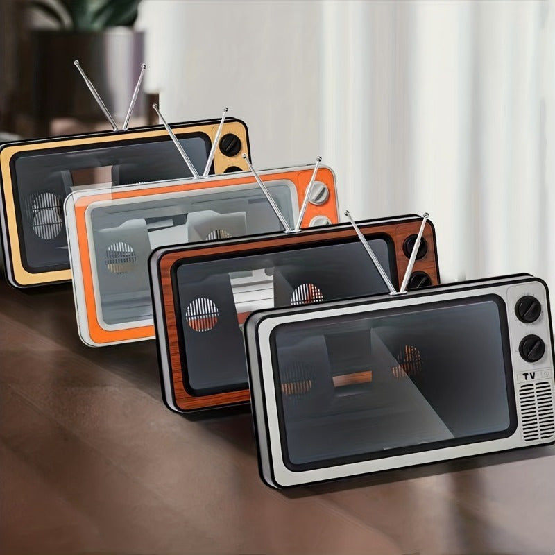 Get your hands on this Retro TV-Shaped Smartphone Screen Magnifier! With a plastic tilt head mount and stand-mounted design, this device requires no electricity. It's great for home decor and handcraft enthusiasts, making it a perfect gift for birthdays