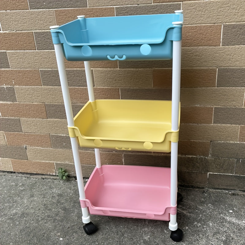 Versatile macaron mobile snack trolley with stylish storage, ideal for living rooms and kitchens.