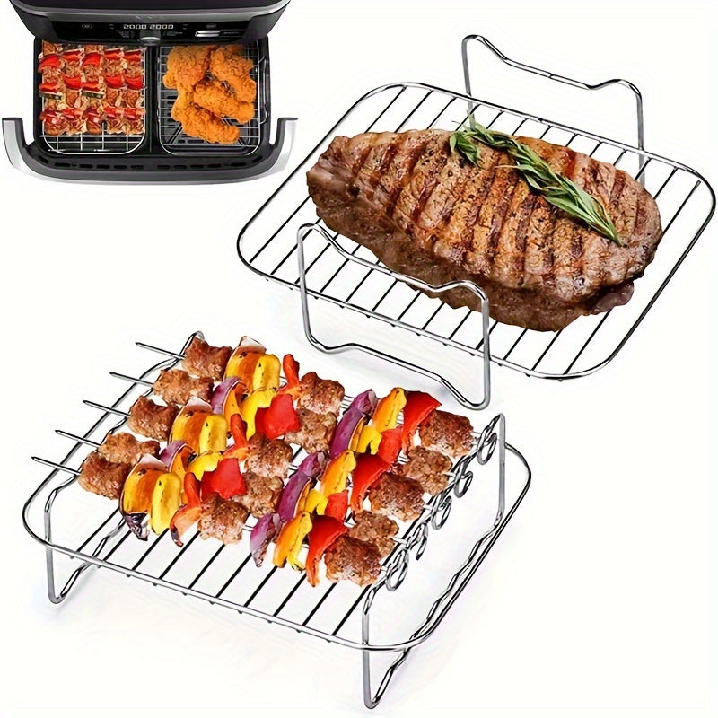 The Air Fryer Accessories Single Layer Rack is a 5-Pin Grill Rack made of 304 Stainless Steel. This Double Layer Ninja Foodi Dual Air Fryer also includes a FlexDrawer Air Fryer AF500UK and a Large Air Fryer Oven Stand with a Dehydrator option.