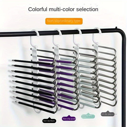 Wall-Mounted Multi-Layer Pants Hanger - Sturdy Metal Construction, Space-Saving Closet Organizer for Jeans & Trousers