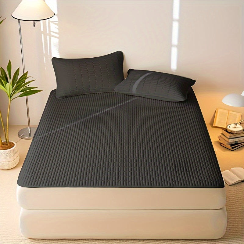 Ultra-Thin Mattress Pad with Waterproof Protection - Sleek Solid Color Design, Ideal for Bedroom & Dorm Use, Suitable for Single to Double Beds, Hand Wash Recommended - Pillowcase Sold Separately