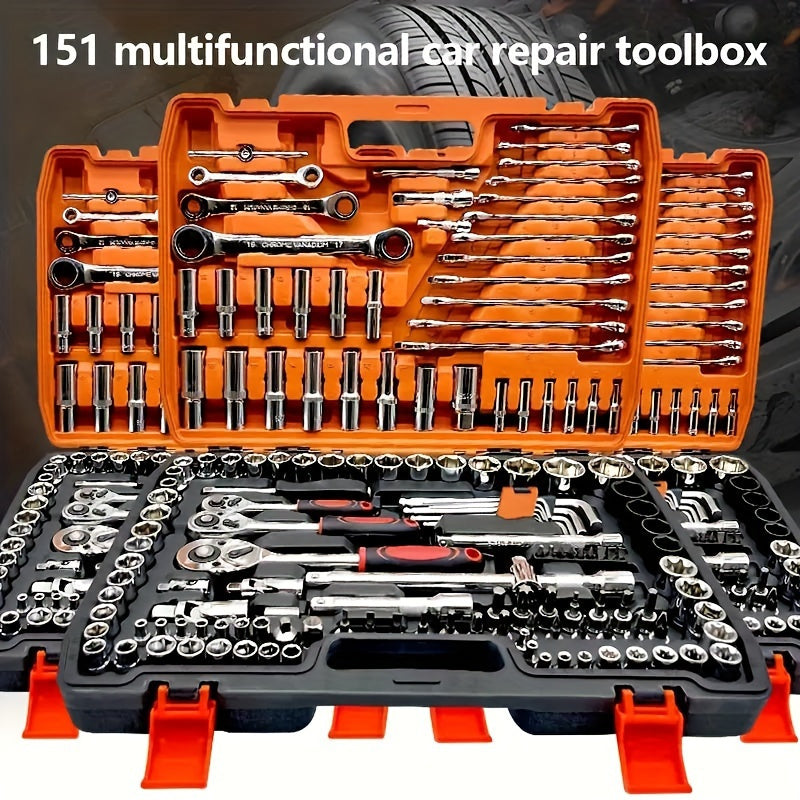 Professional high-end specialty mechanic tool sets with various number of pieces, drive depth and standard sockets, premium racing grade auto parts repair tools, including fast ratchet