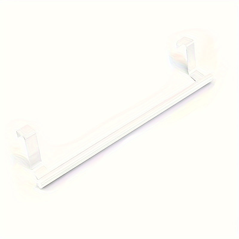 Single pole stainless steel towel rack for kitchen, punch-free mounting on cabinet door for hanging rags.