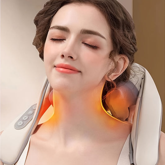 Portable RelaxPro USB Rechargeable Shiatsu Massager for neck and shoulder muscle relief, with low voltage operation for home use.