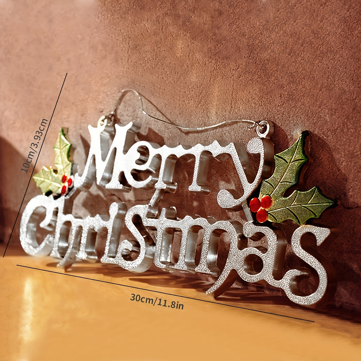 Christmas Hanging Sign - Gold and Silver Letter Decoration, Plastic Holiday Ornament