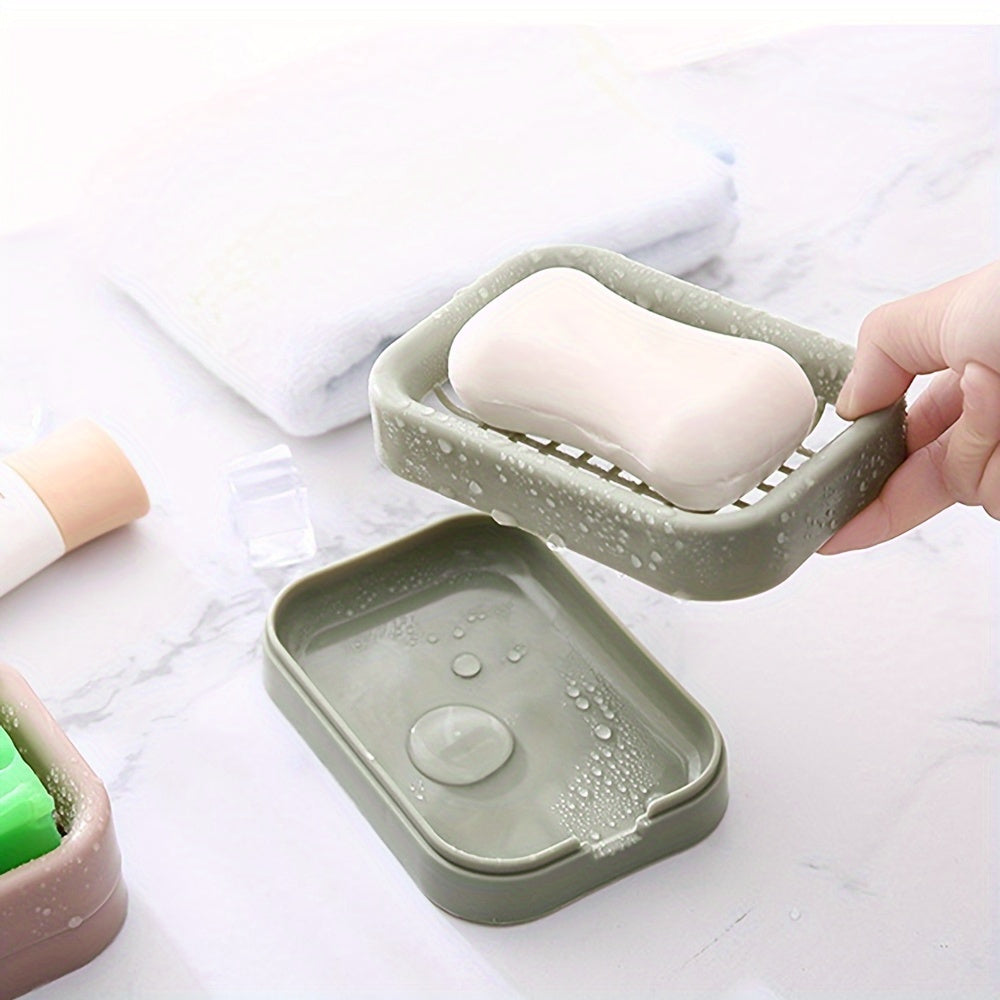 Stylish and Sturdy Solid Color Soap Dish with Drain - No Electricity Required, Ideal for Organizing Your Bathroom