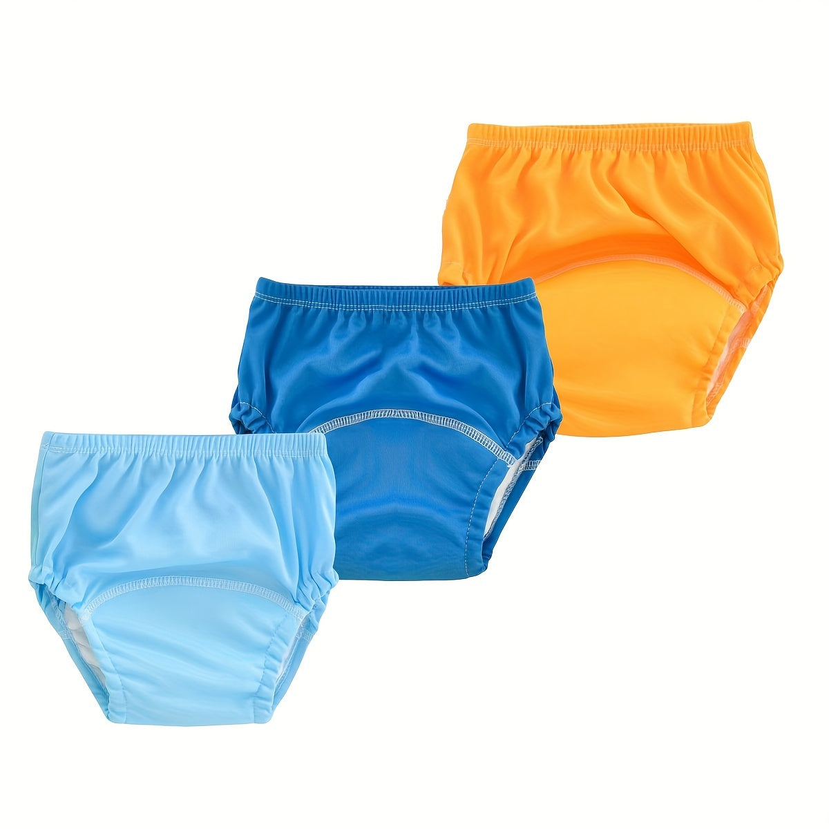 3 pieces of washable training pants for kids - breathable and leakproof diaper inserts suitable for boys and girls. Comes in a variety of colors including royal blue, sky blue, white, pink, purple, and blue. Perfect for all seasons.