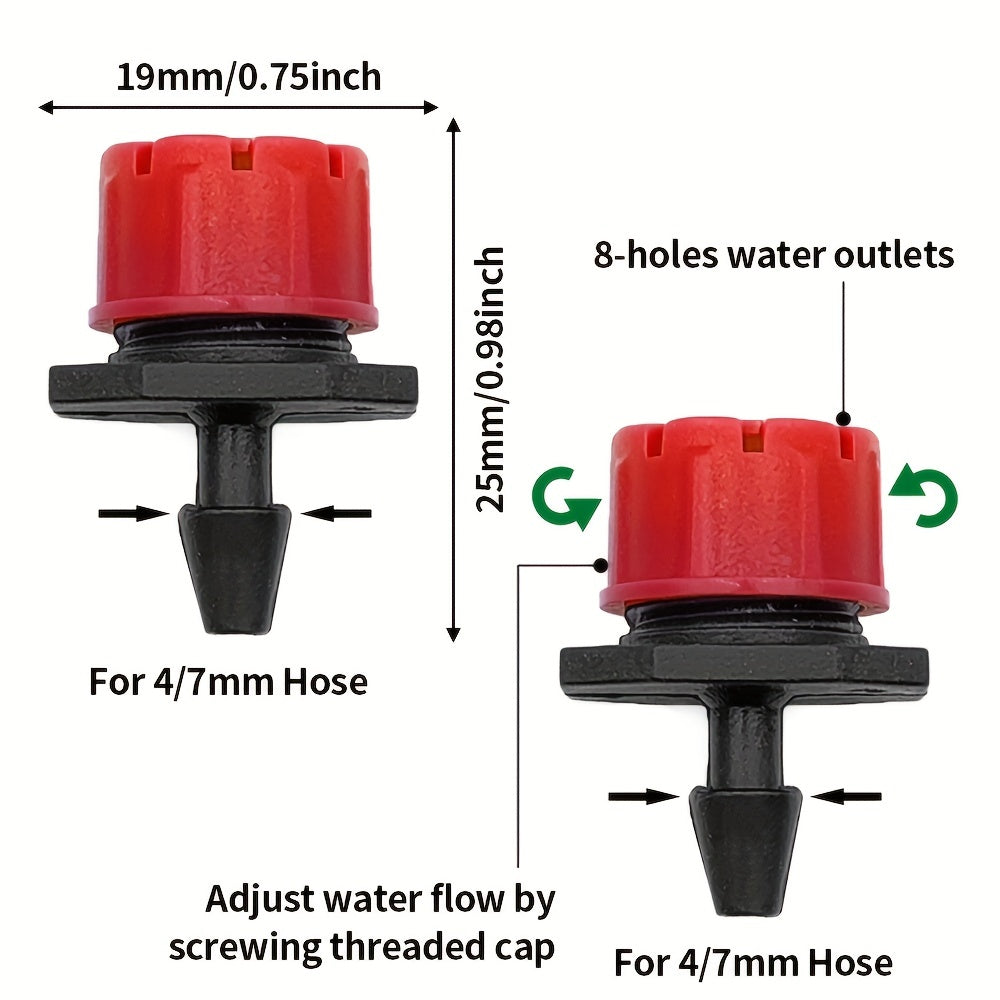 50/500/1000 Garden Irrigation Nozzle with Adjustable Dripper for Micro Drip Watering in Balcony, Yard, and Greenhouse