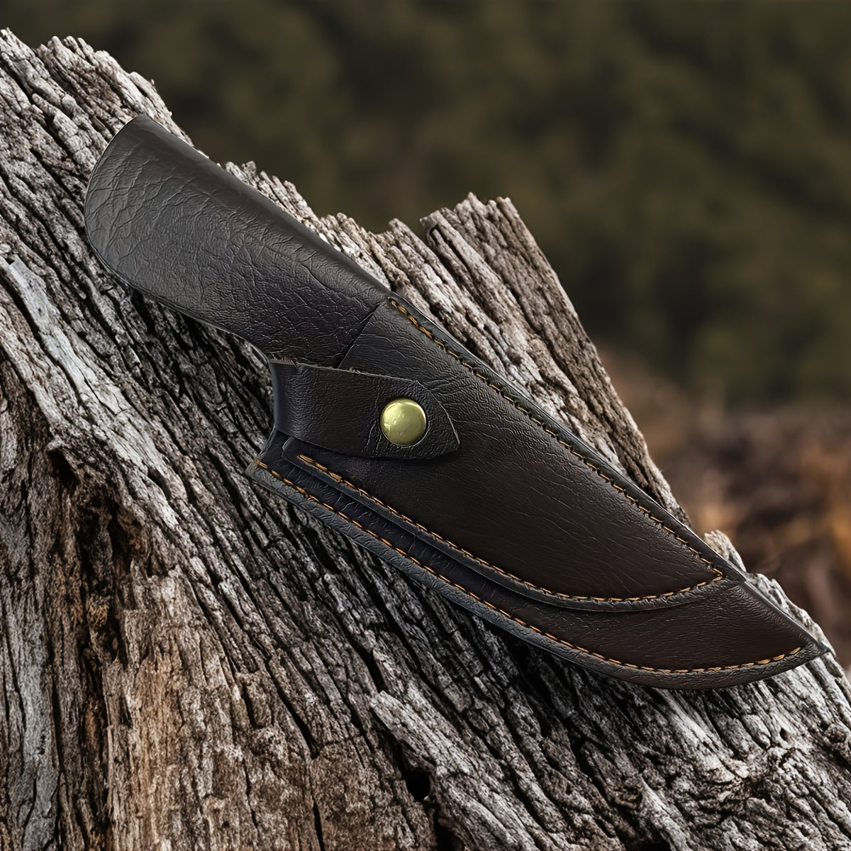 A durable 2-in-1 faux leather knife sheath with protective cover, made of 3D carved thick PU material that is gentle on the blade. Perfect for chefs and ideal for camping, outdoor cooking, and picnics. Makes a great Christmas gift idea (knife not