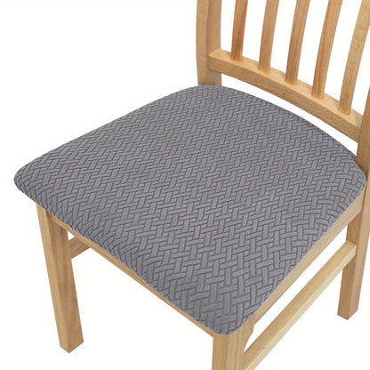 Knitted twill chair seat covers for dining chairs, perfect for weddings or home decor.