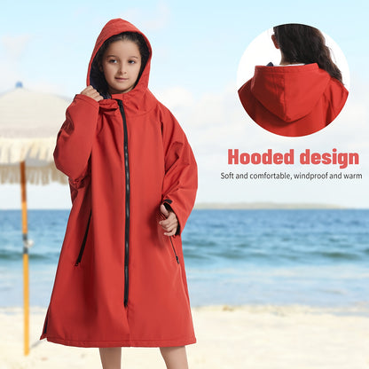 Contemporary Waterproof Changing Robe with Fleece Lining, Hood, Space Theme, 240gsm, for Home and Outdoors, Windproof and Warm.