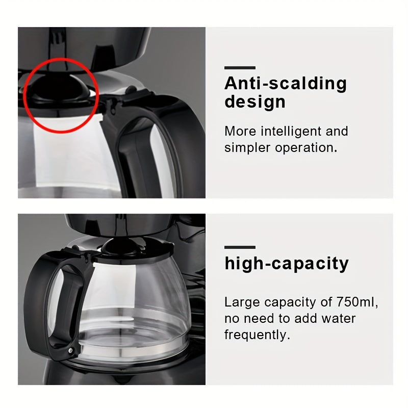 1pc SOKANY Automatic Drip Coffee Maker, European standard plug, programmable timer, anti-drip design, energy efficient; ideal for home and office.