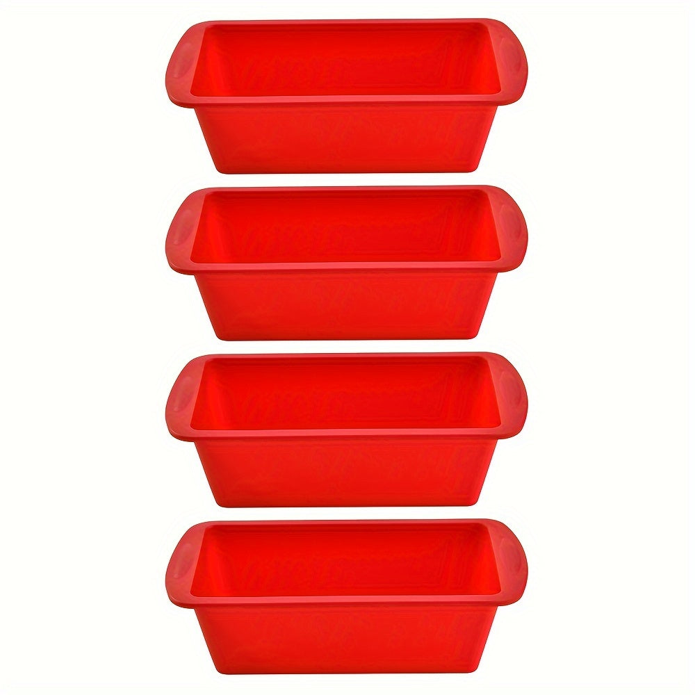 Set of 4 Silicone Loaf Pans for Baking Bread and Making Toast - Non-Stick Bakeware, Oven and Kitchen Accessories