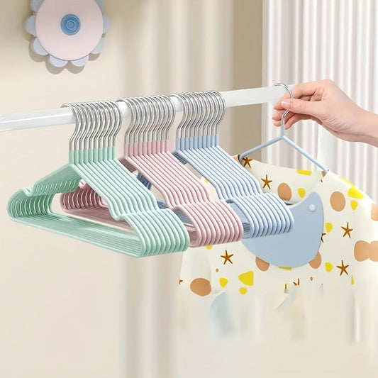 20 to 30 pieces of baby clothes storage hangers, kid clothes drying racks that are durable and anti-slip. Perfect for organizing and storing clothes in the bathroom, bedroom, closet, wardrobe, home, or dorm.