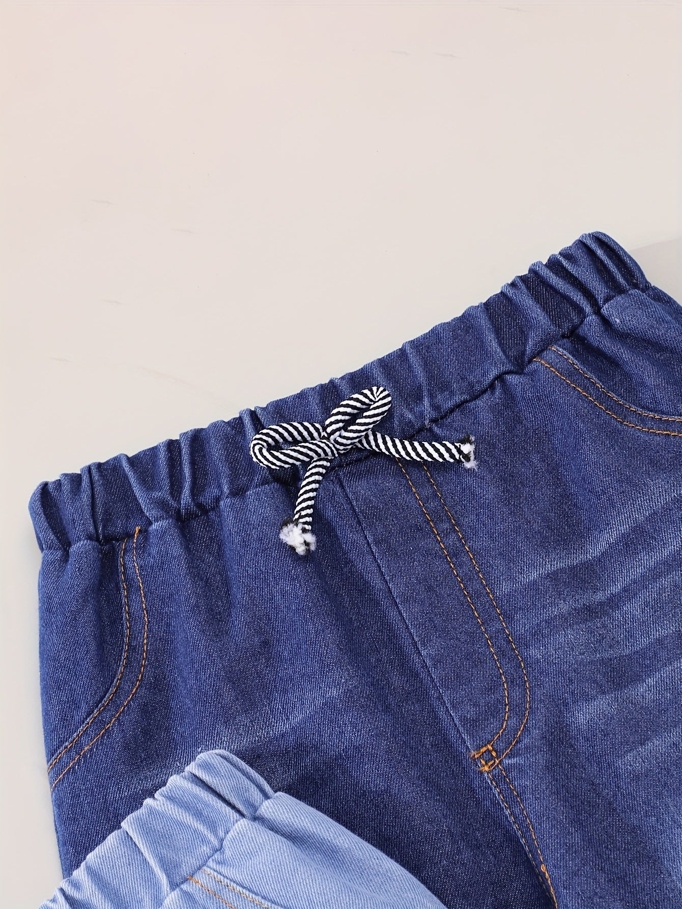 3pcs Boy's denim pants for children aged 12 and under, featuring a casual, vintage style and long length.