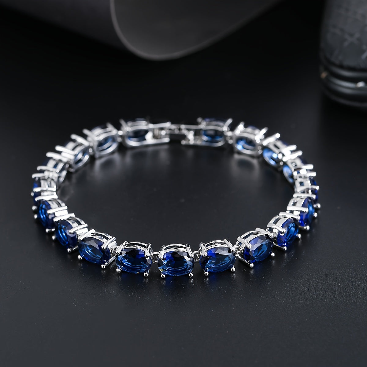 Elegant Zirconia Tennis Bracelet with Unique Egg-shaped Design for a Touch of Timeless Luxury